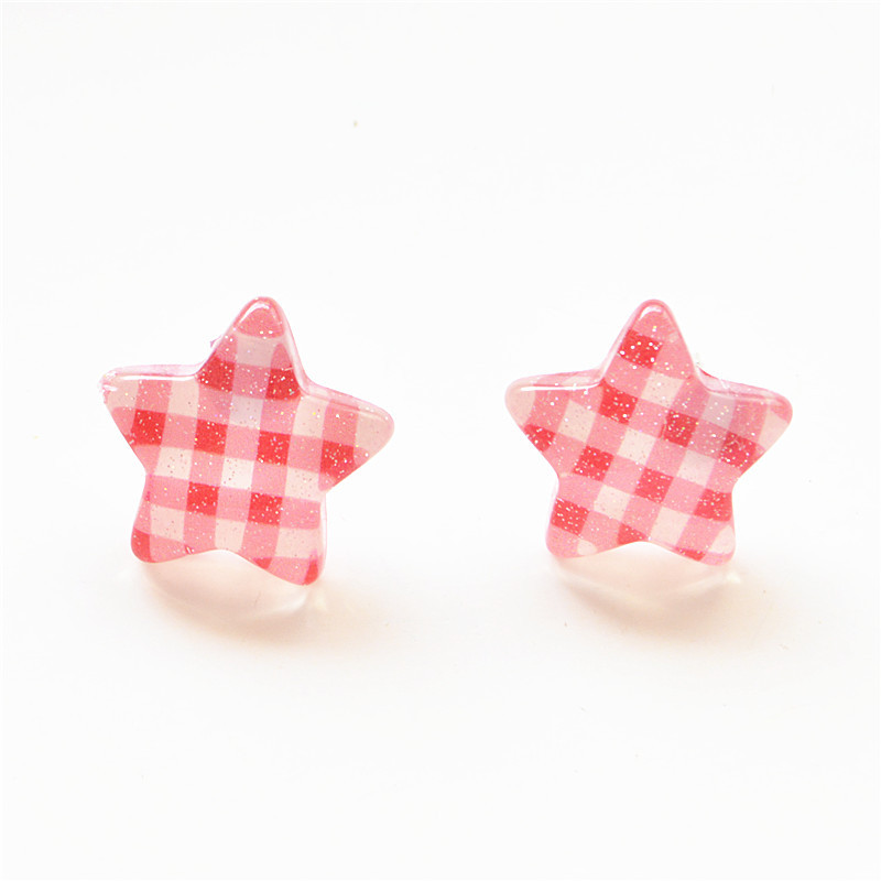1 Pair Cute Star Heart Shape Printing Arylic Ear Studs display picture 3