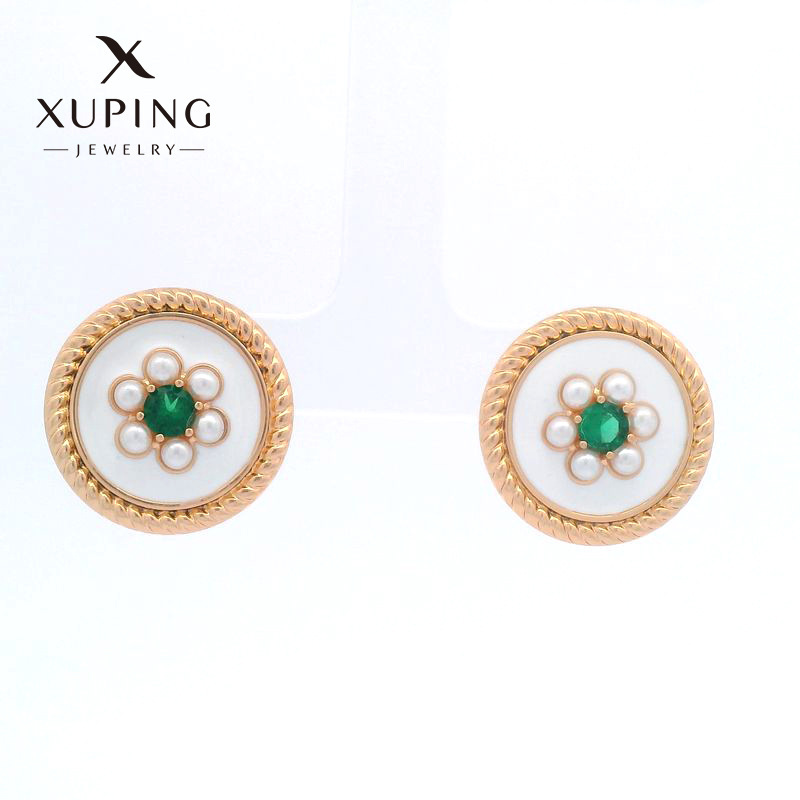 Pendientes de Aleación Xuping con Baño de Oro de 18k y Circonita Individual, Diseño Gráfico y Personalizado, Accesorios de Moda para Orejas, Venta al por Mayor