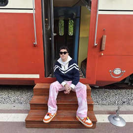 南油2025天花板高货驴家微标刺绣棋盘格水洗休闲牛仔裤男女同款