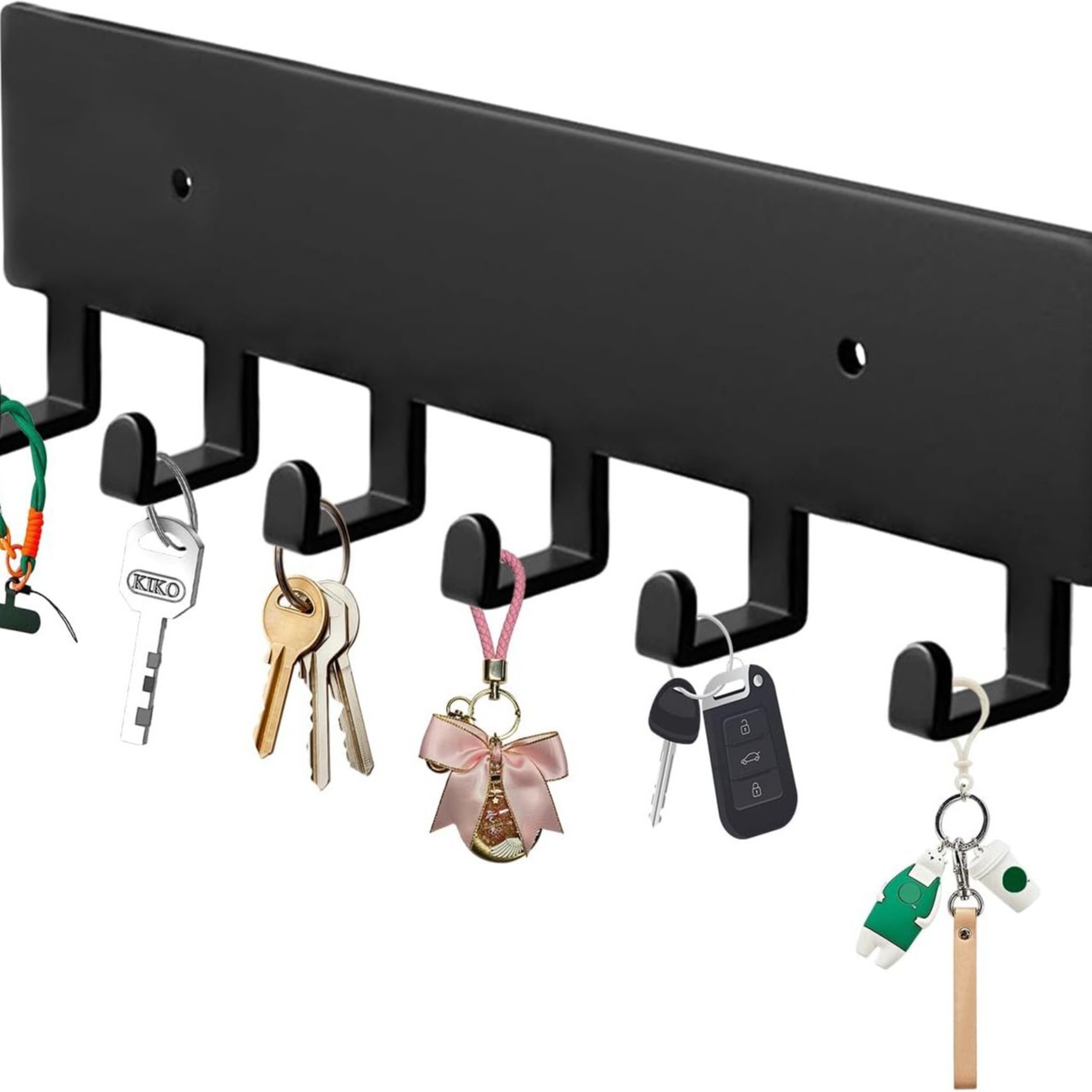 Key Holder Wall Mounted with 6 Hooks - Entrance Channel, Kitchen and Office Keys