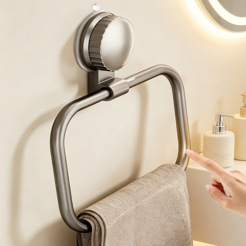 Suction Cup Towel Ring, No-Drill Bathroom Storage Rack, Towel Rack, Small Space Hanging Ring, Square Towel Hanging Rod Rack Suction Cup Towel Ring, No-Drill Bathroom Storage Rack, Towel Rack, Small Space Hanging Ring, Square Towel Hanging Rod Rack