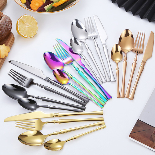 Cross-border stainless steel tableware slim waist knife fork spoon set Western cuisine steak knife fork spoon coffee spoon