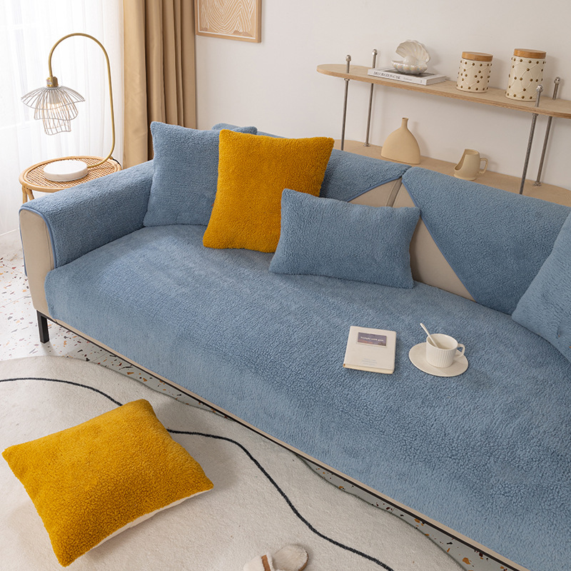 Cross-Border Lamb Wool Thickened Non-Slip Plush Seat Cushion Winter Nordic Sofa Cover Wholesale_voghion.com
