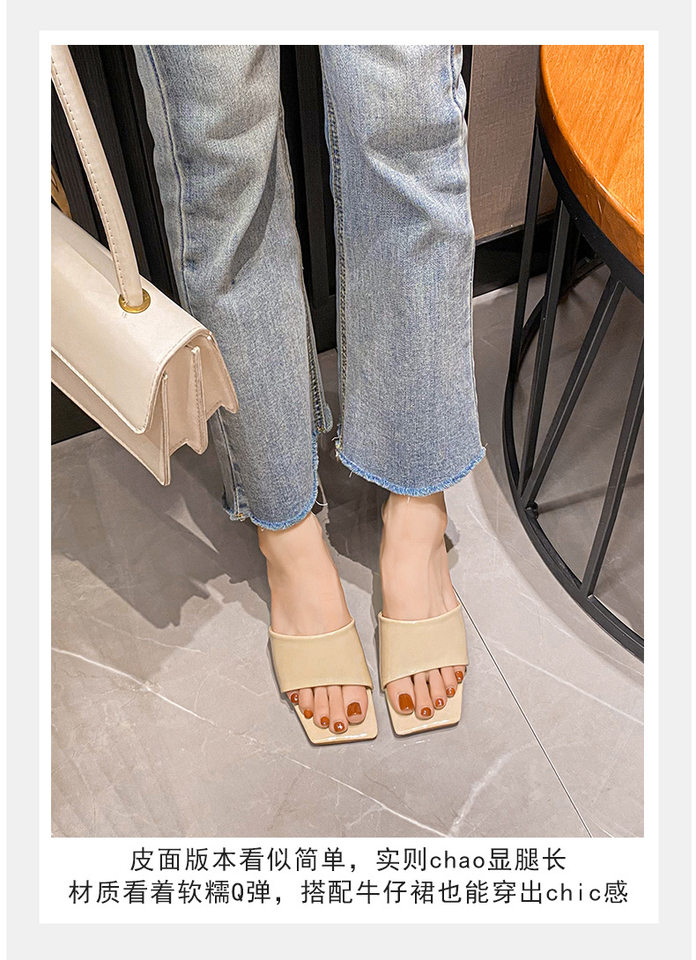 Dép sandal nữ quai ngang mũi vuông đính pha lê, đế dày gót vừa 3–5 cm — Màu bạc, Màu hồng nude, Màu mơ Nude chi tiết 21