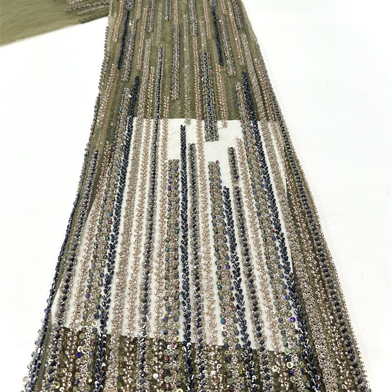 Tubo de bordado de perlas vestido de moda ropa de tela de ropa de cuatro perlas industria pesada bordado de sequillas verticales vestido de boda image 4