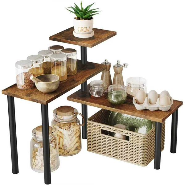 Rotating desktop storage rack brown