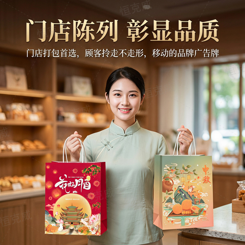 New Mid-Autumn Festival gift bags, handbags, mooncake packaging boxes, packaging bags, paper bags, baking gift bags, custom gift bags