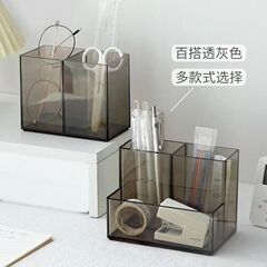 シンプルで可愛いペン立て、収納ボックス、大容量透明、卸売文房具ペン立て、ワンピース発送、デスク用