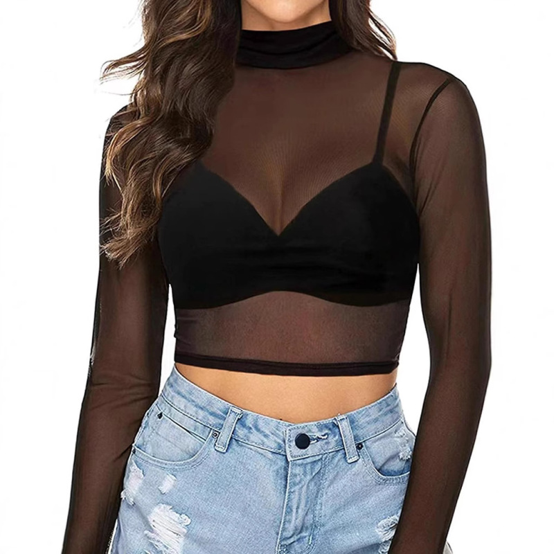 Amazon's Best-Selling Women's Short Long-Sleeve Sheer Mesh Crop Top T-Shirt, Fashionable and Versatile, Breathable Amazon's Best-Selling Women's Short Long-Sleeve Sheer Mesh Crop Top T-Shirt, Fashionable and Versatile, Breathable