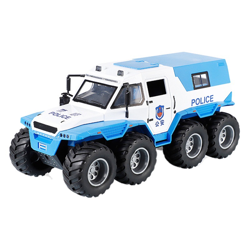 1:24 conquistador chamán 8X8 aleación modelo de coche tire hacia atrás sonido y luz off-road vehículo niño juguete Chenghai venta al por mayor
