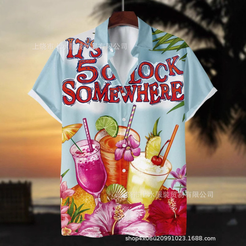 Men's Letter Parrot Drink Social Shirt Hawaiian Shirt Aloha Shirt Hawaiian Resort Style