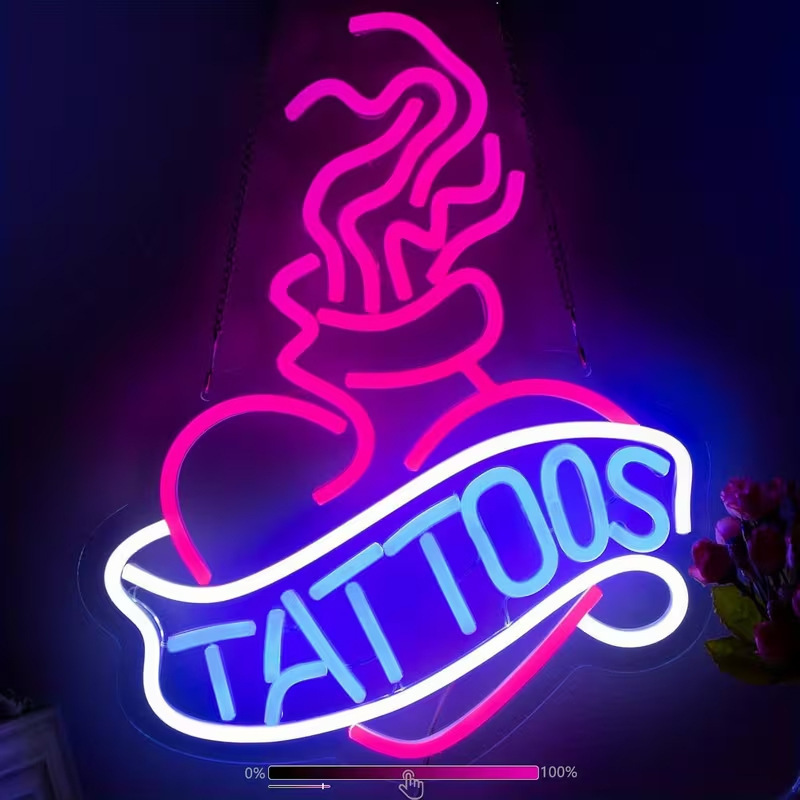 Tattoo Shop Bar Decorative Light Amazon Hot Selling Tattoo Neon Light Tattoo Studio Design Led Light Sign