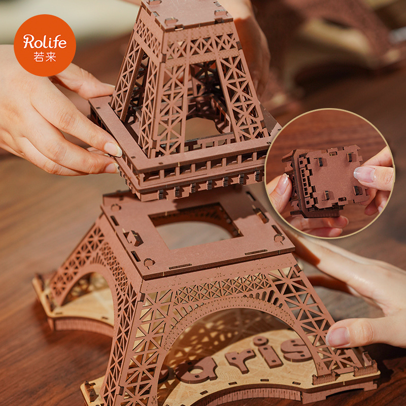 Si el estado es una colección de creación Torre Eiffel de madera 3d rompecabezas tridimensional construcción de bloques de construcción juguetes personalizados