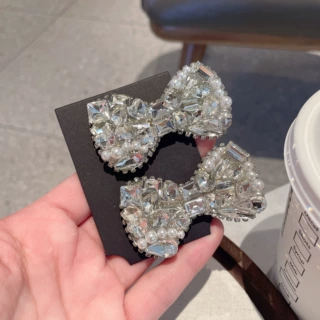 韩系重工精致水钻蝴蝶结边夹发夹碎发夹刘海夹高级轻奢感发饰顶夹