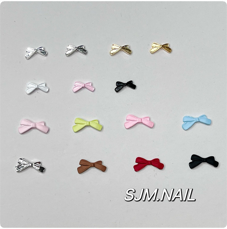 New Manicure Alloy Jewelry Large and Small Metal Bows Colorfulful Bows Ribbon Wearable Nails DIY Nail Stickers