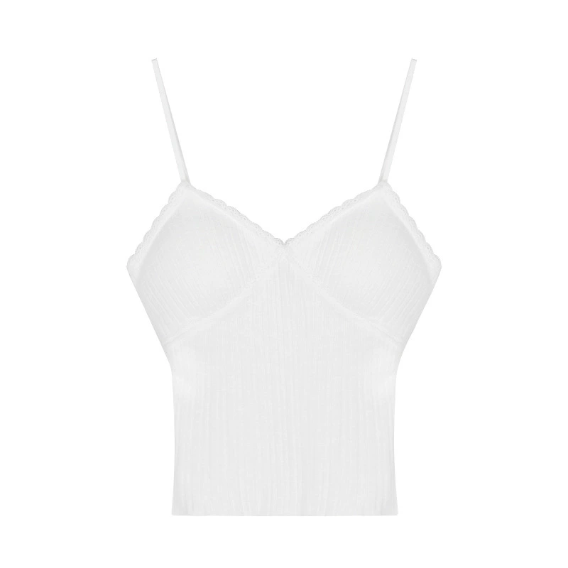 Lace Universal Tank Top with Cups, French Style, Women, One Size (fits 75–120 catties)