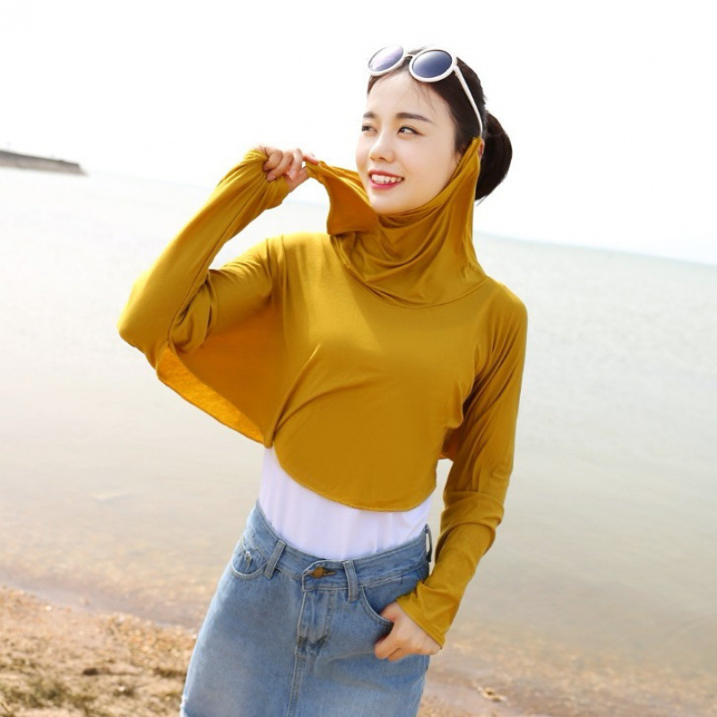 夏のサイクリング用モーダル薄手日焼け止め服、ゆったりとした長袖日焼け止め、顔と首を覆う女性用日焼け止め服|undefined