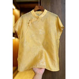 255  中式风真丝浮光锦提花衬衫，S M L XL，南油厂家直销
