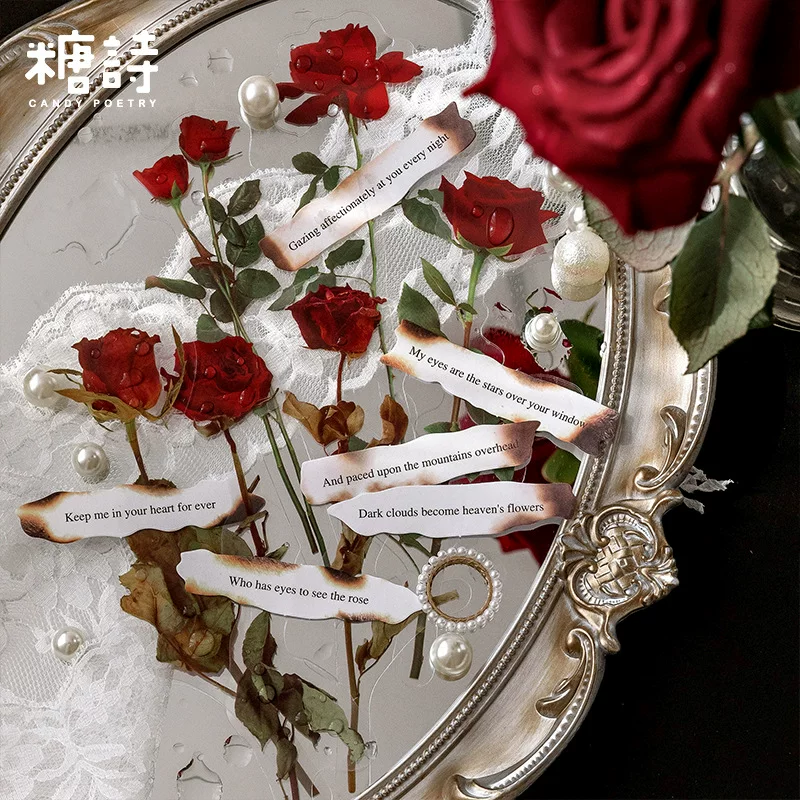 Упаковка наклеек Sugar Poetry Plants and Poems Series Retro Flower Handbook DIY Material Decorative Stickers 12 штук 8 стилей