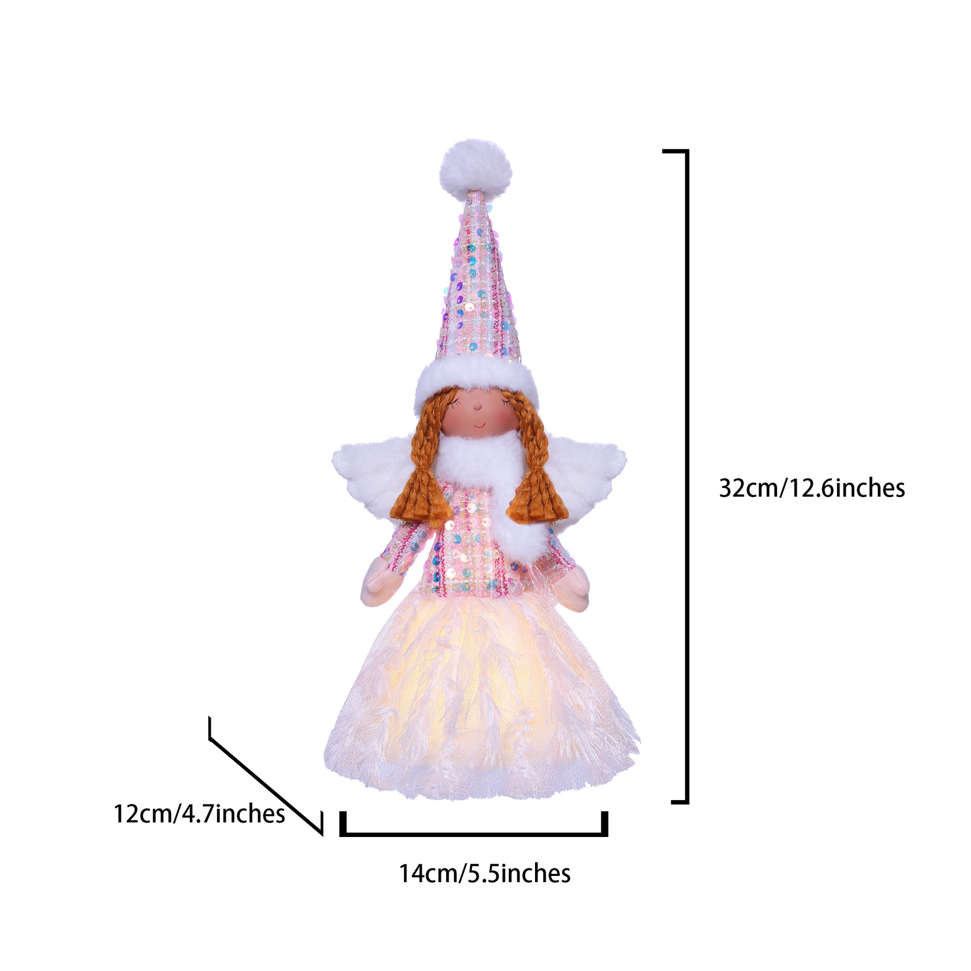 Adorno encantador de ángel de Navidad pareja muñeca decoración de ventana muñeca luminosa transfronteriza decoración de lentejuelas decoración al por mayor