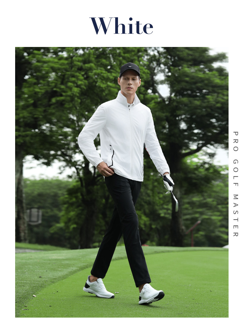 Áo chống nắng golf nam cổ đứng nhẹ chống mưa, tay dài khóa kéo — Áo khoác đen [mũ trùm đầu ẩn/chống nắng và mưa/vòng găng tay ở mặt sau] YF818 chi tiết 13