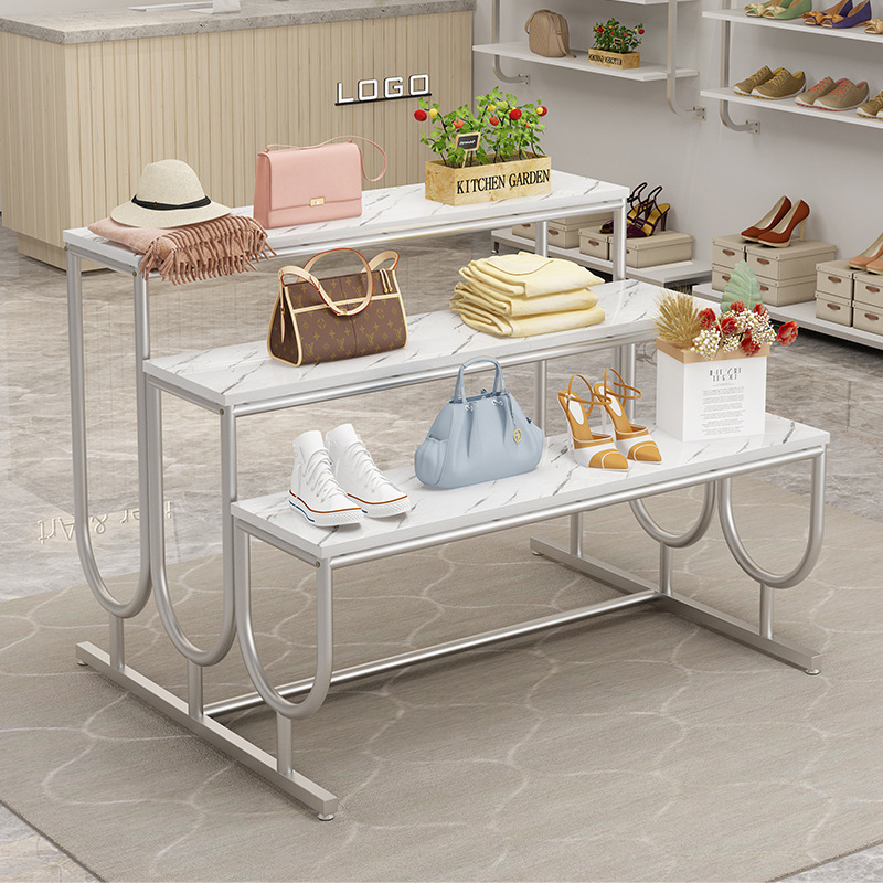 Clothing Store Nakajima Display Rack Golden Middle Display High and Low Shoe Bag Store Shoe Rack Stepped Water Table Display Table Clothing Store Nakajima Display Rack Golden Middle Display High and Low Shoe Bag Store Shoe Rack Stepped Water Table Display Table