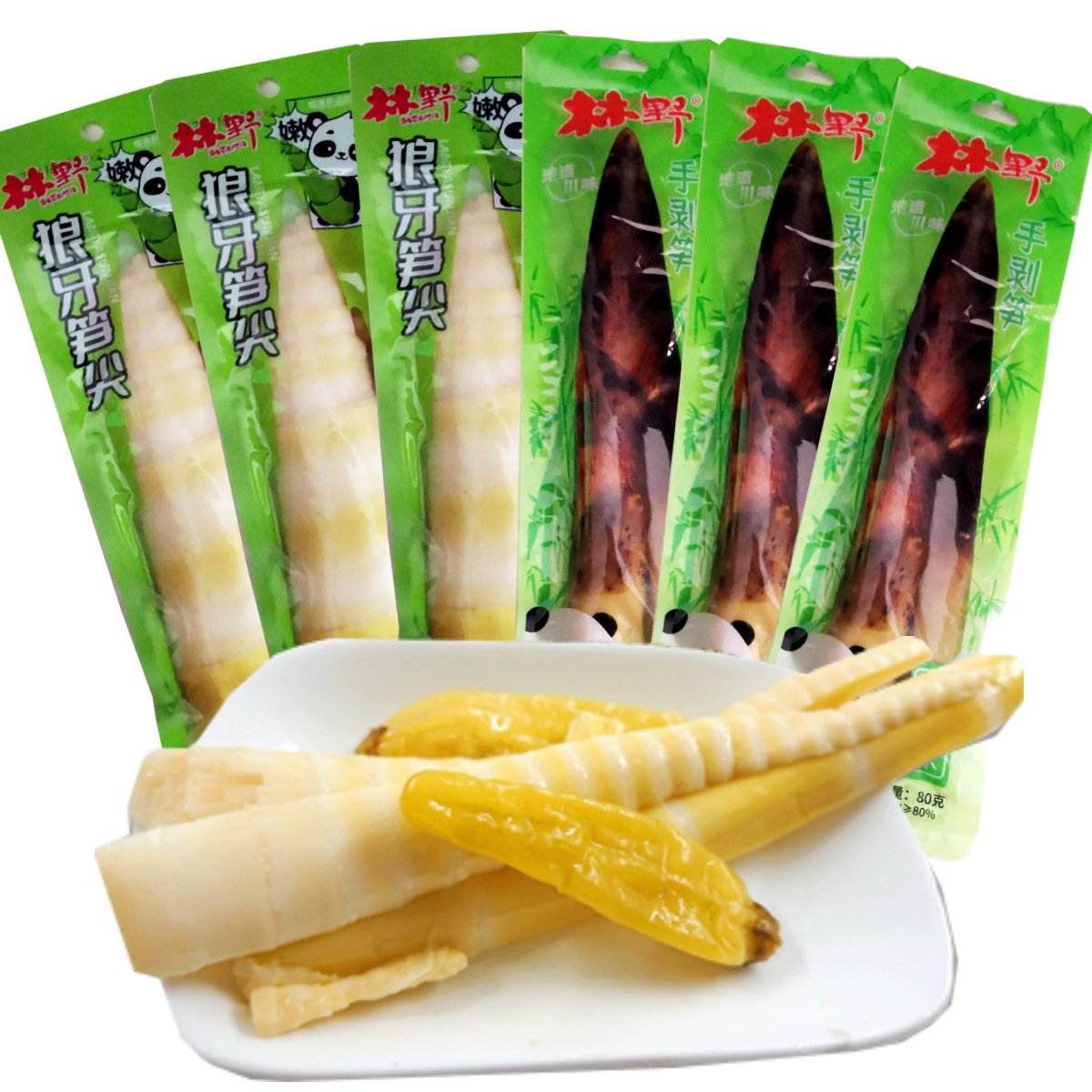 3月产竹笋尖手剥笋80g林野泡椒味笋尖泡菜便利店批发四川特产