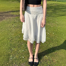 恋恋布忘美式温柔风波点双层网纱半身裙气质包臀直筒长裙夏季新款