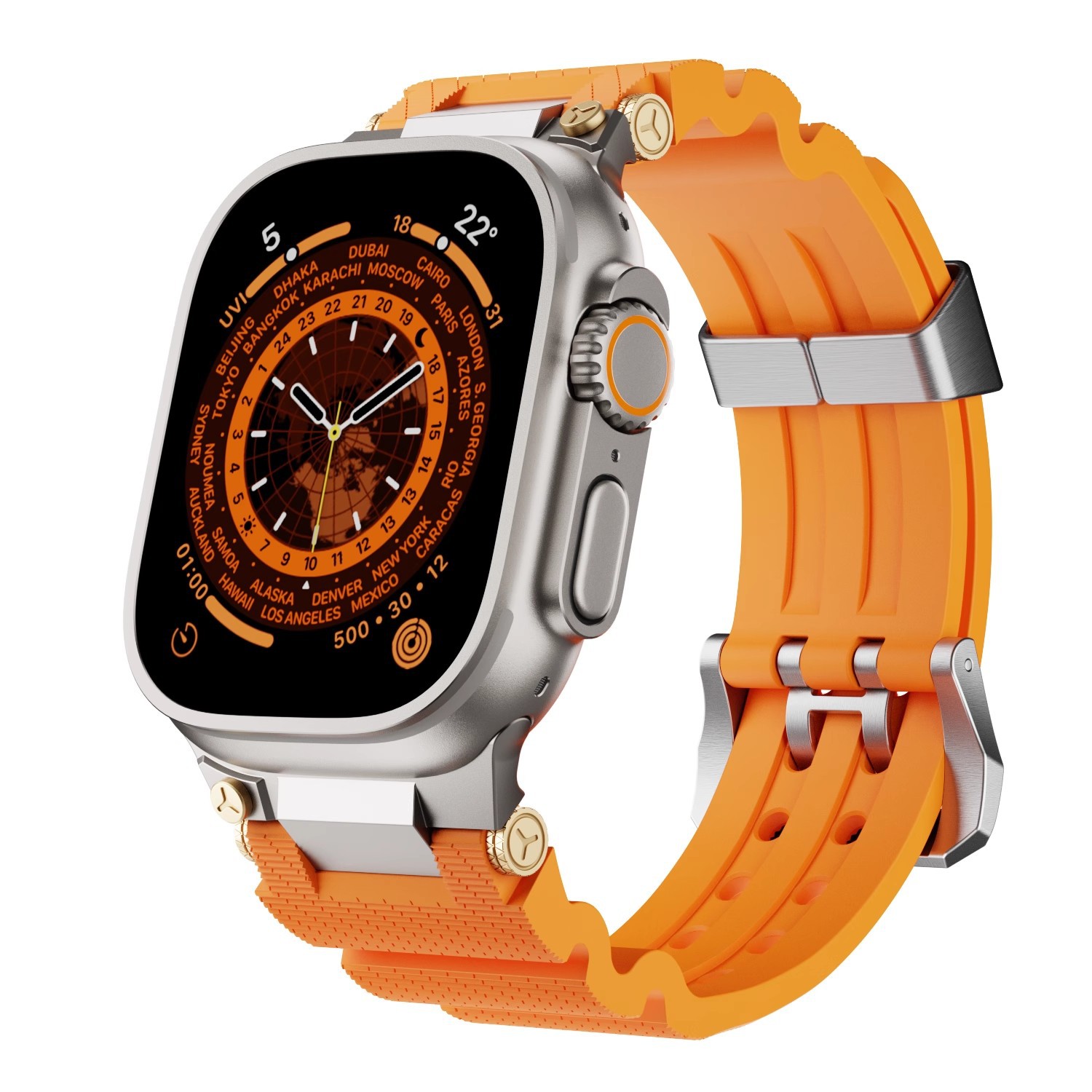 Lingdu strap for iwatch3456789se10ultra high performance silicone pin buckle stainless steel interface buckle