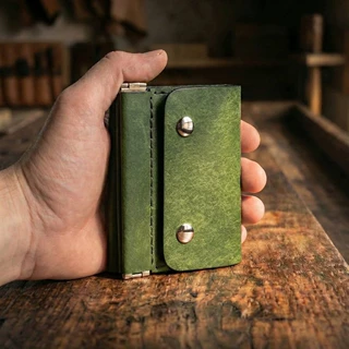 跨境新品Compact Leather Trifold Wallet复古紧凑型皮革三折钱包