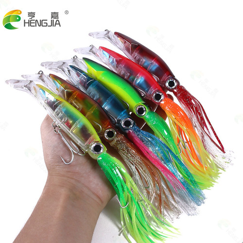 HENGJIA popular fake bait big octopus 14cm40g sea fishing long range beard squid bionic lure