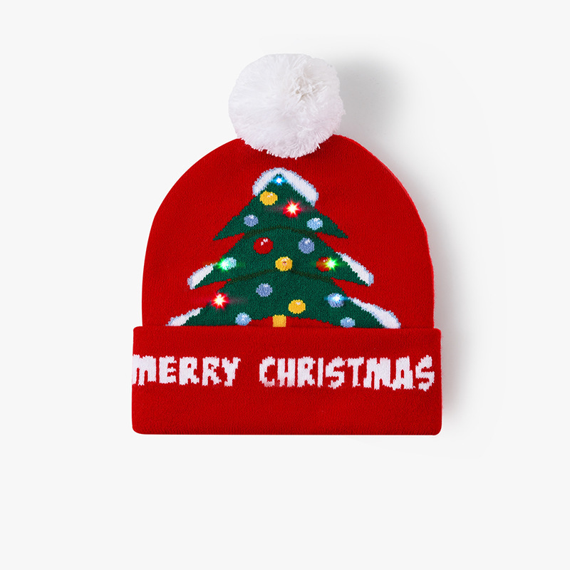 外国貿易クロスボーダーホット販売 LED クリスマス帽子発光クリスマス装飾ウール帽子ライトパーティーニット帽子卸売|undefined