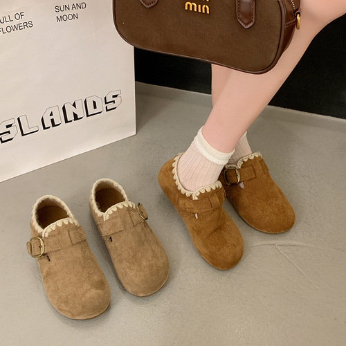 Women's Thick-Heeled Full-Enclosed Birkenstock Shoes, Autumn New Casual One-Piece Loafers, Birkenstock Single Shoes