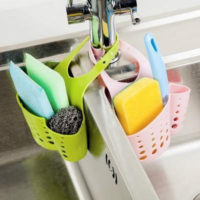 Home kitchen adjustable snap sink hanging basket sink storage hanging bag sponge rack faucet drain