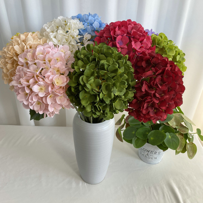 Ziyan Single Brushed Hydrangea DIY Wedding Hydrangea Artificial Flower Photography Props Decoration Fake Green Plants