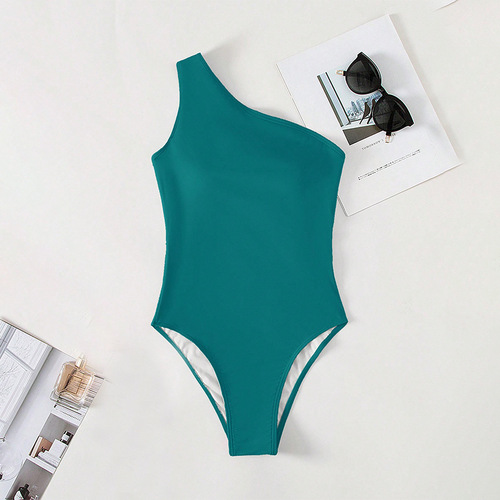 Swimsuit 2025 European and American One-shoulder Bodysuit Swimsuit for Women Hot Spring Conservative Beach Bikini