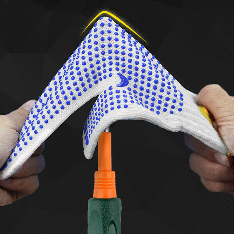 Guantes de Algodón Grueso Antideslizantes y Resistentes al Desgaste para Obras de Construcción, Reparaciones Manuales y Protección Laboral, Venta al Por Mayor del Fabricante
