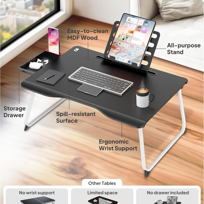 Laptop Bed Table Foldable Folding Folding Table Portable Study Desk Laptop with Cup Holder Laptop Bed Table Foldable Folding Folding Table Portable Study Desk Laptop with Cup Holder