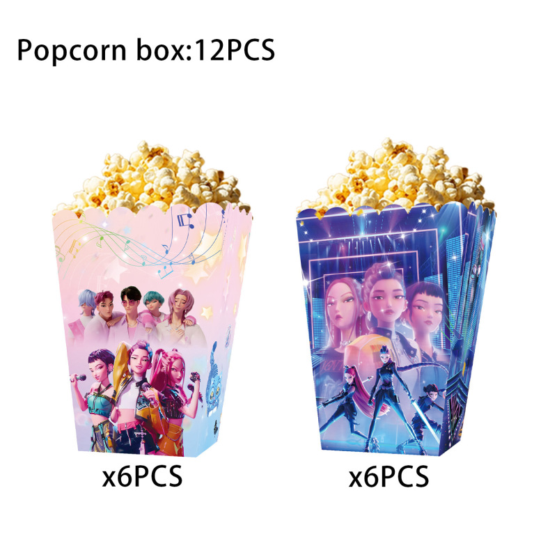 亚马逊蓝色POP猎魔女团主题生日派对用品套装纸盘纸巾桌布装饰|undefined