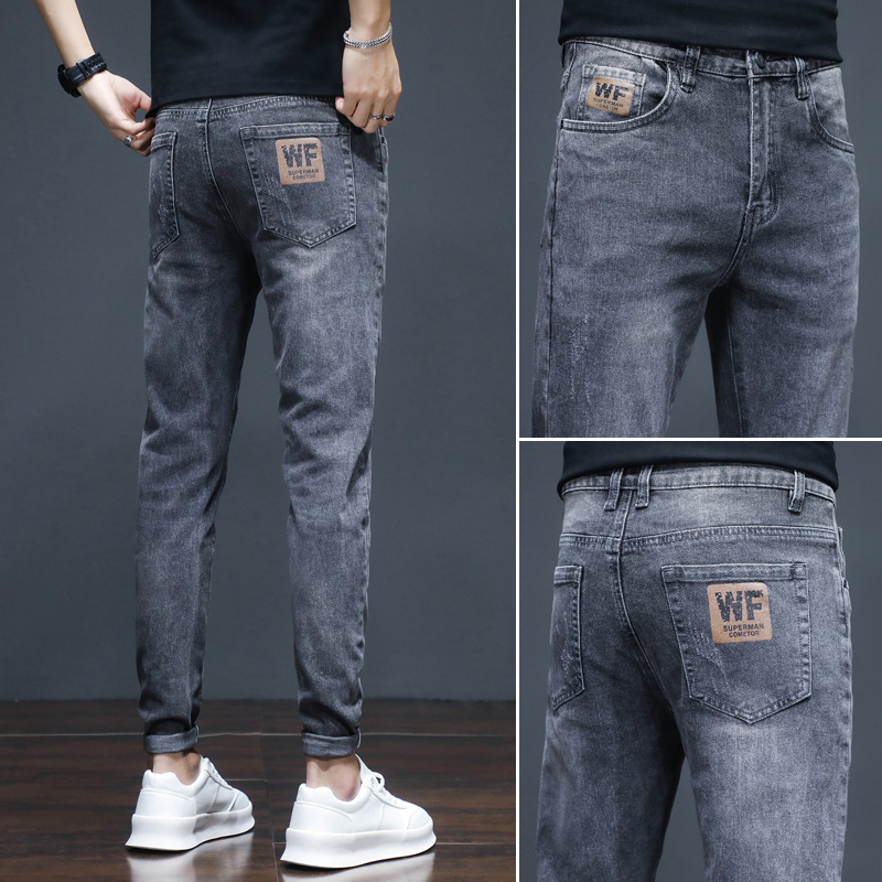 Otoño y invierno jeans de moda para hombres 2026 nuevos pantalones cónicos de pies pequeños primavera y otoño para hombres casuales nueve puntos