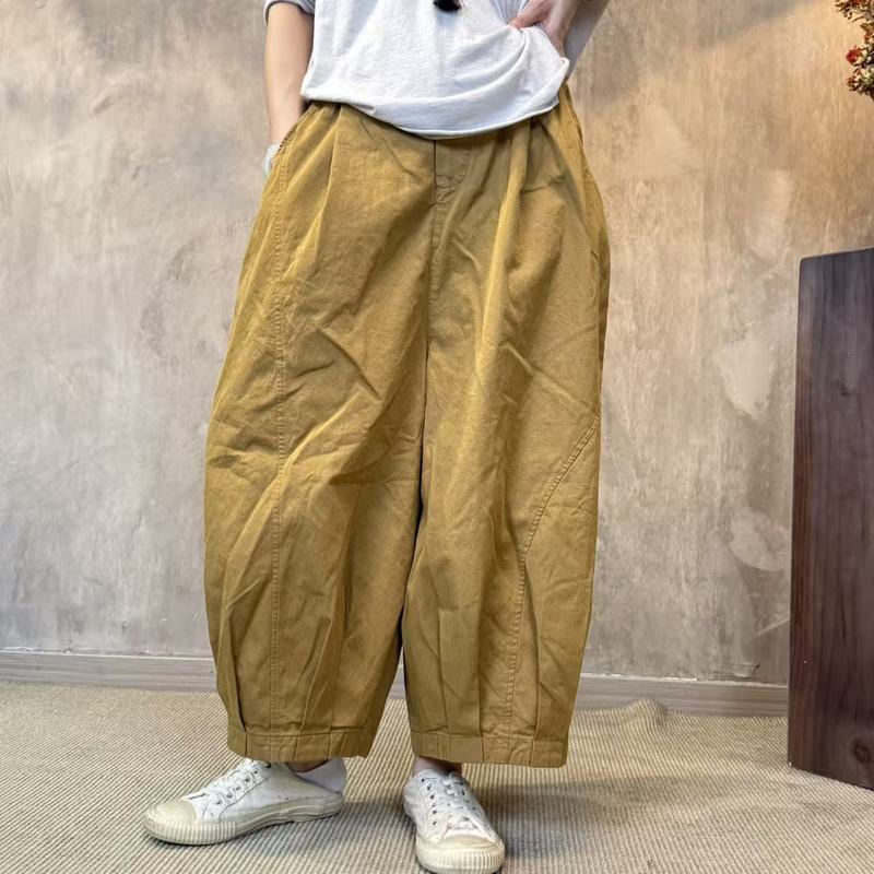 忆古朴拙2581A色织棉褶皱休闲裤100棉|undefined