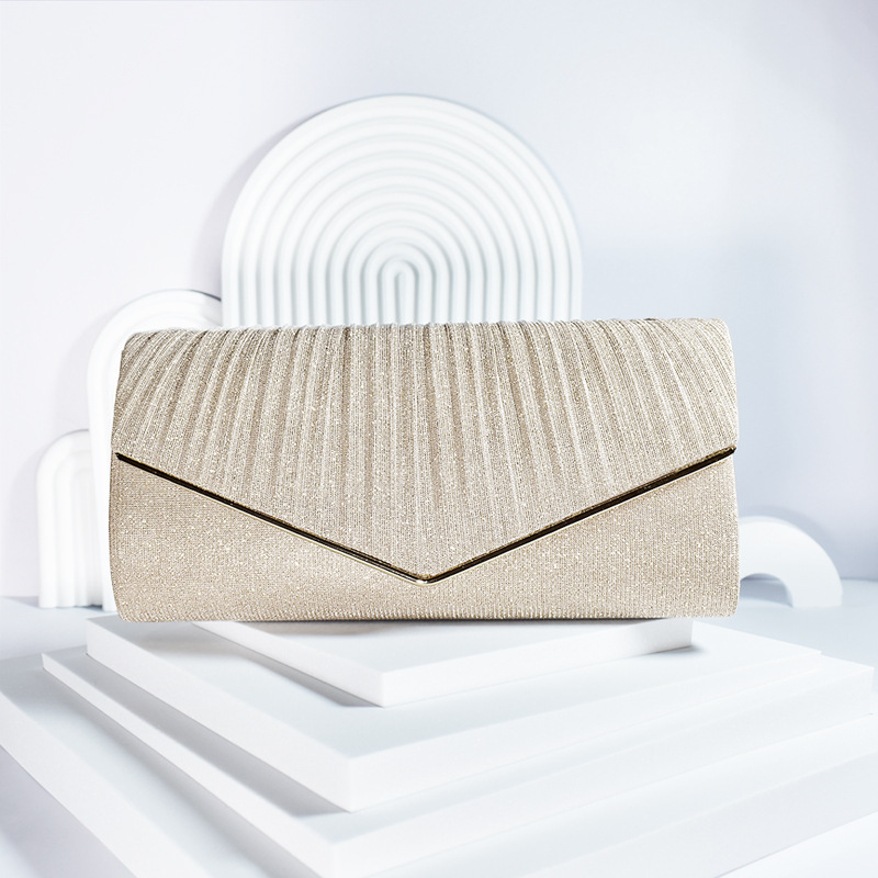 Cross-border E-commerce Fashion Evening Bag Evening Bag Bridal Bag Clutch Bag Pleated Flash Wedding Bag Prom Party Bag
