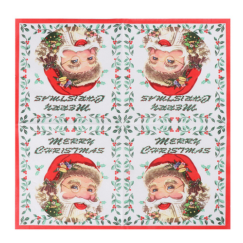 彩绘圣诞新款一次性印花餐巾纸面巾手帕纸派对纸巾批发