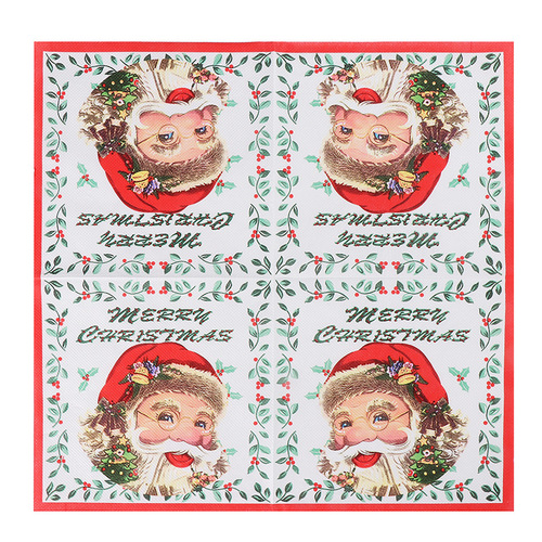 Painted Christmas New Disposable Printed Napkins Facial Tissues Handkerchief Paper Party Tissues Wholesale