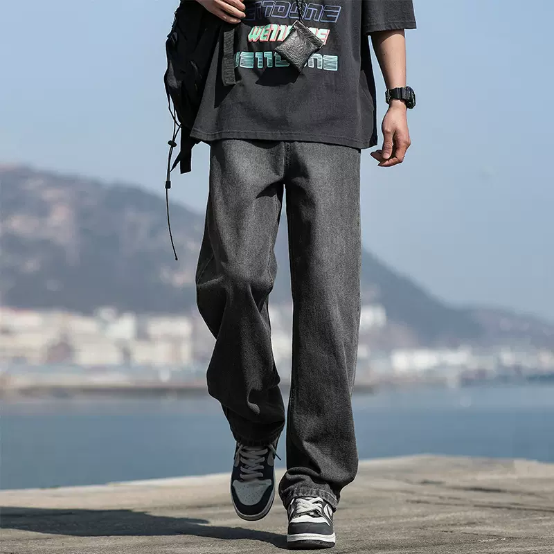 牛仔裤男士春秋季2025新款宽松直筒阔腿长裤美式青少年休闲裤子