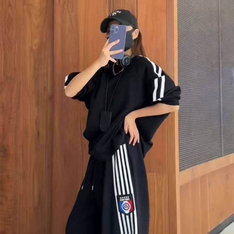 运动套装女春秋学生韩版宽松显瘦时尚网红炸街卫衣休闲两件套跑步|undefined