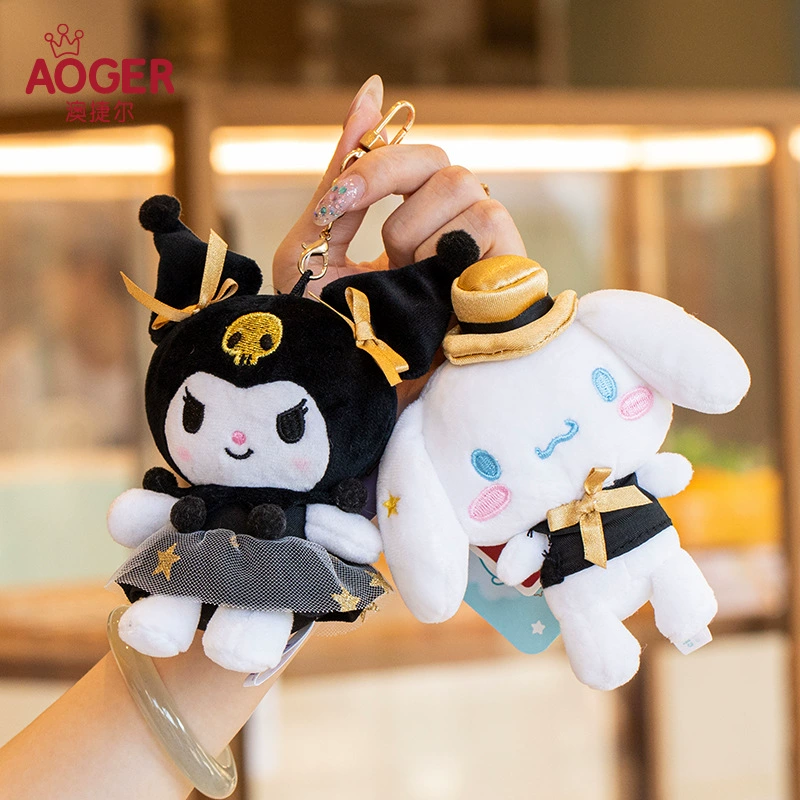 Оригинальный кулон серии Sanrio Black Gold Kuromi Cinnamon Dog, плюшевый милый брелок Aojier