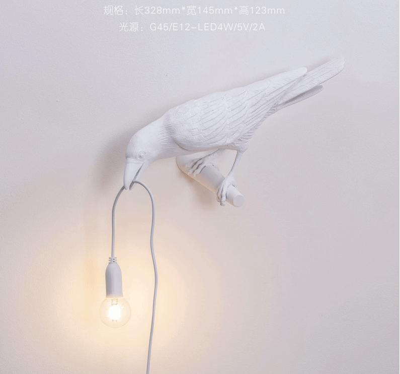 Lámpara de pared de resina de pájaros transfronterizos nórdico minimalista creativo dormitorio animal decoración decoración de lámpara de noche