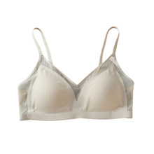 真丝法式三角杯无痕贴合文胸 网纱性感透气0压力桑蚕丝小胸内衣