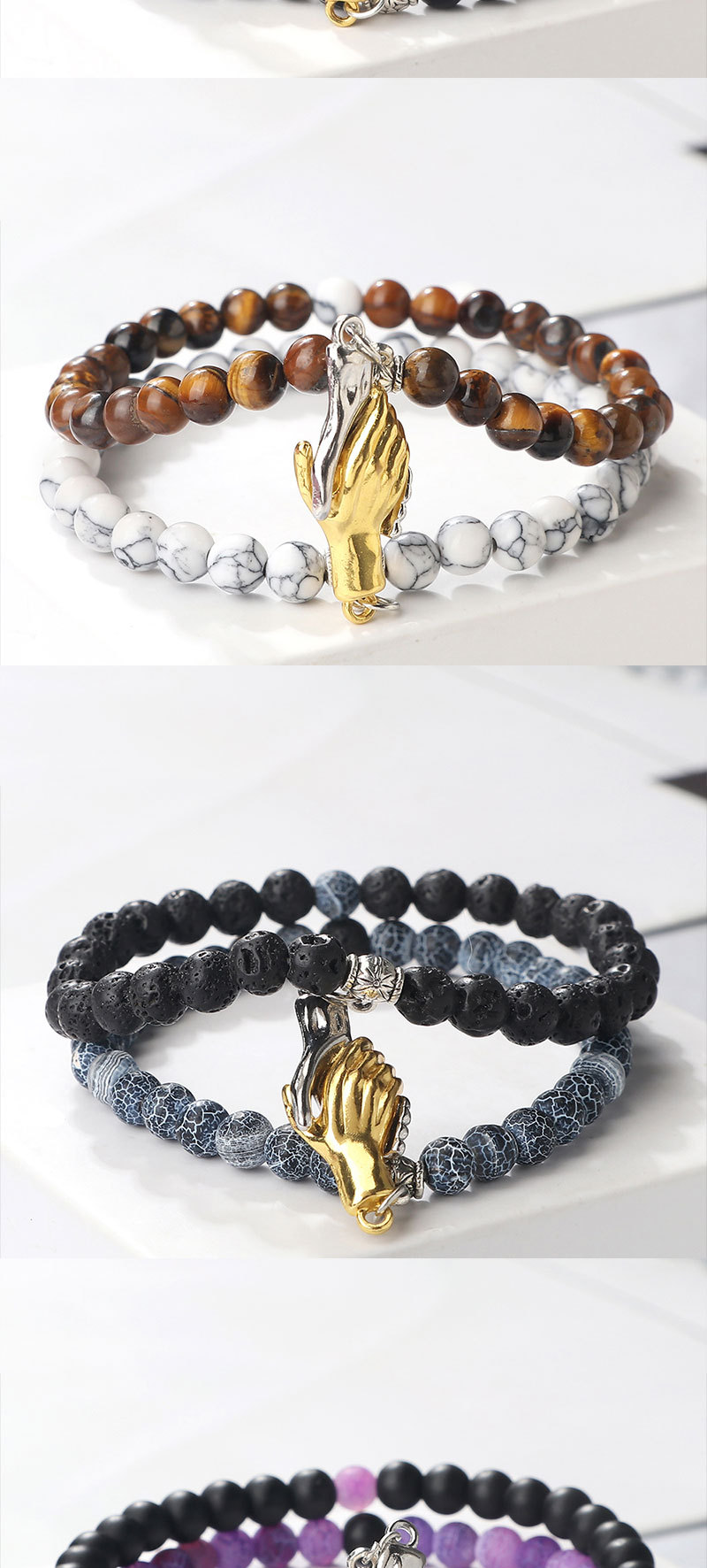 double ring asymmetrical turquoise matte couple bracelet popular circle chain set hand jewelry spot_voghion.com